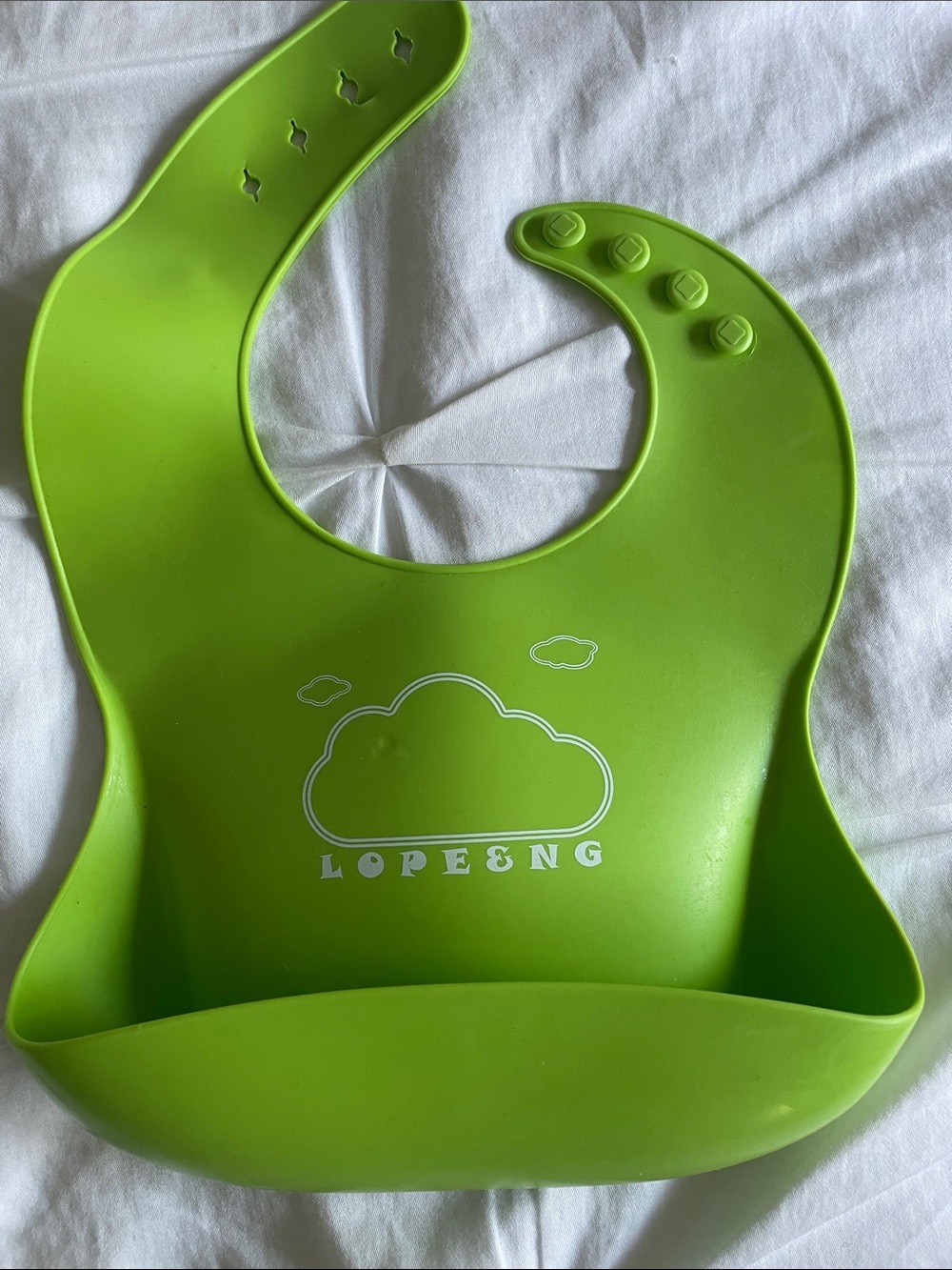 Lime Green Silicone Baby Bib with Catcher Pocket